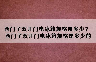 西门子双开门电冰箱规格是多少？ 西门子双开门电冰箱规格是多少的